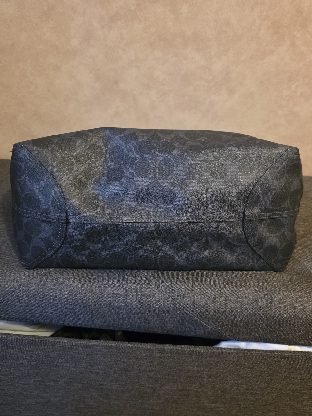Coach NAVY/BABY BLUE Signature Logo Tote - Picture 3 of 4